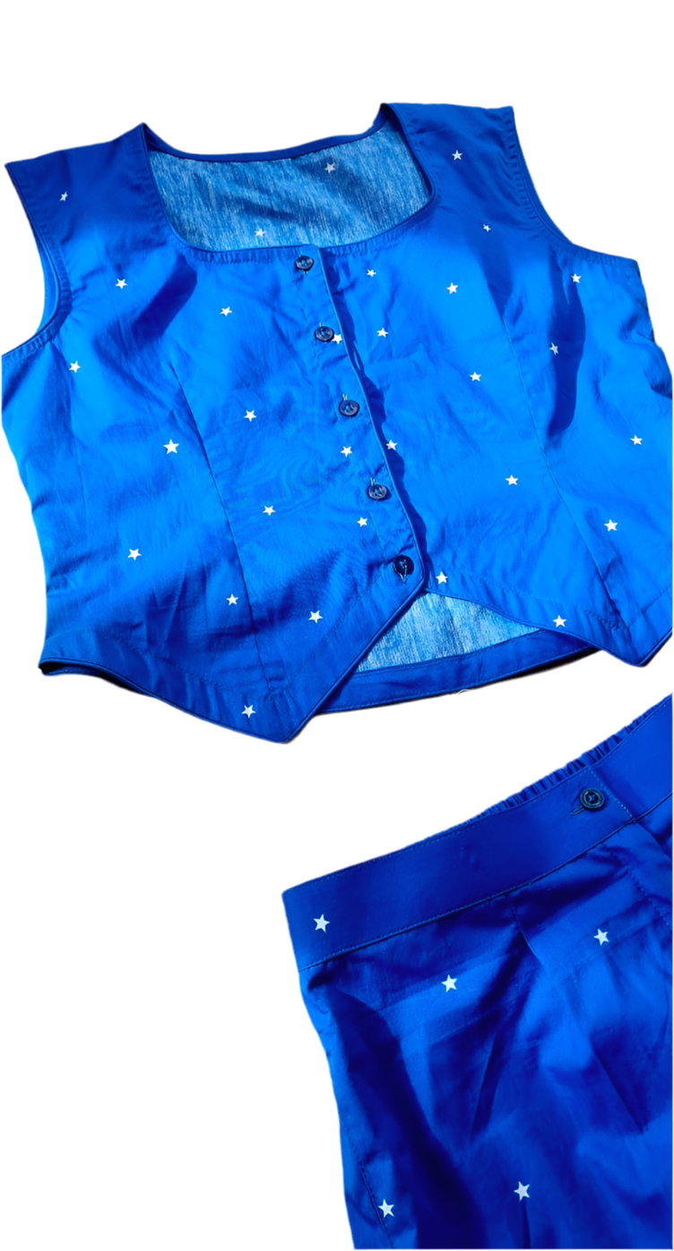 Blue Crop Top with Pant