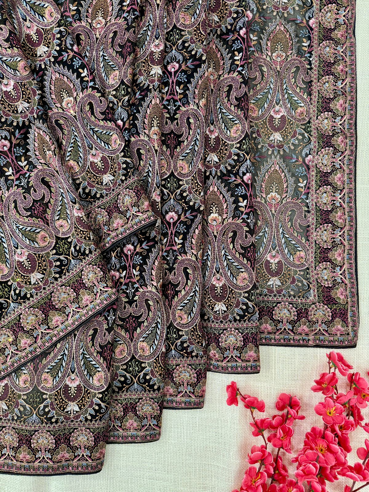 Black color Georgette Emboridery withwork in usa