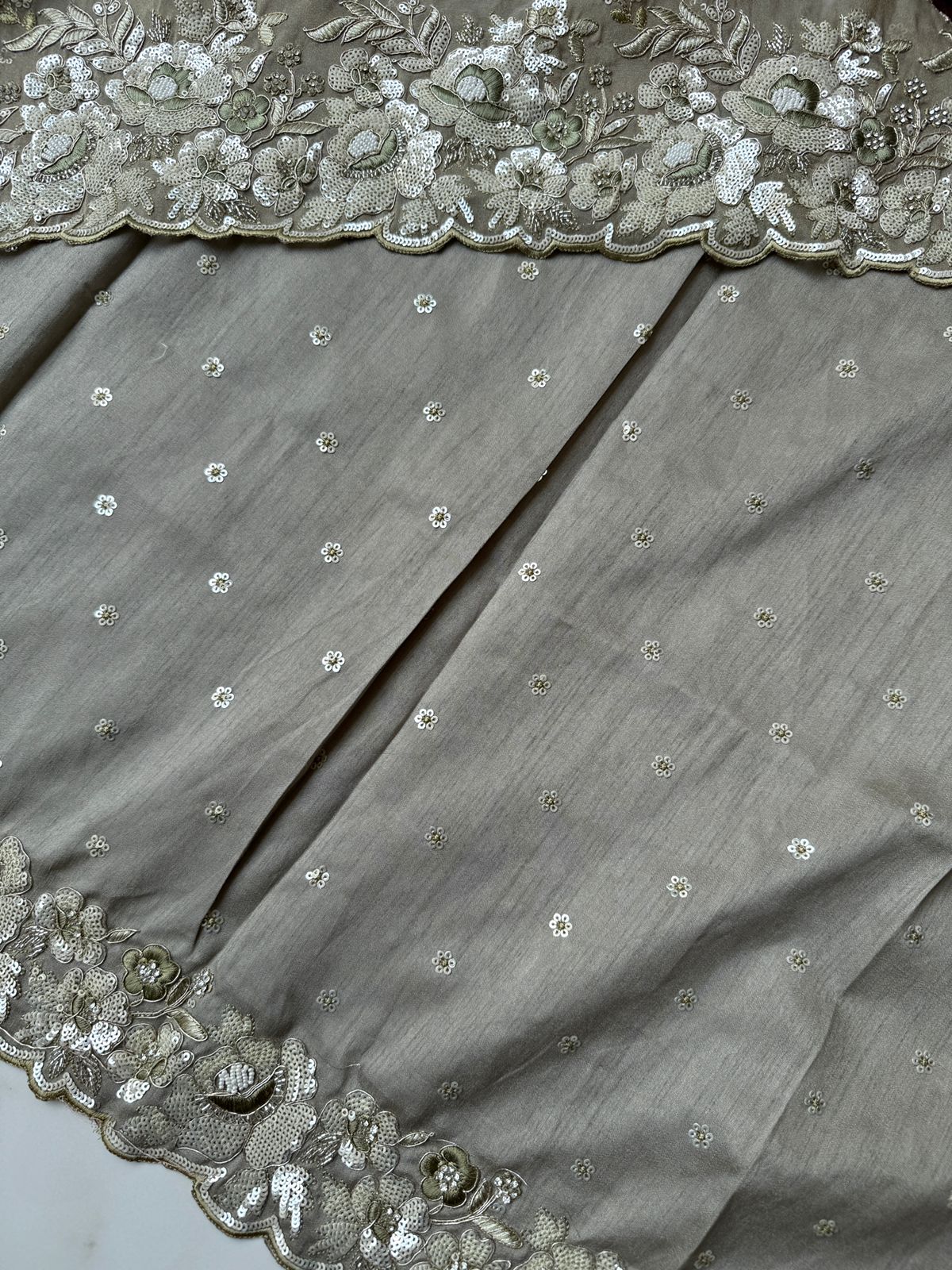 Onion pink crushed tissue saree with Danna, sequence and Jarkan work Design Saree Online USA