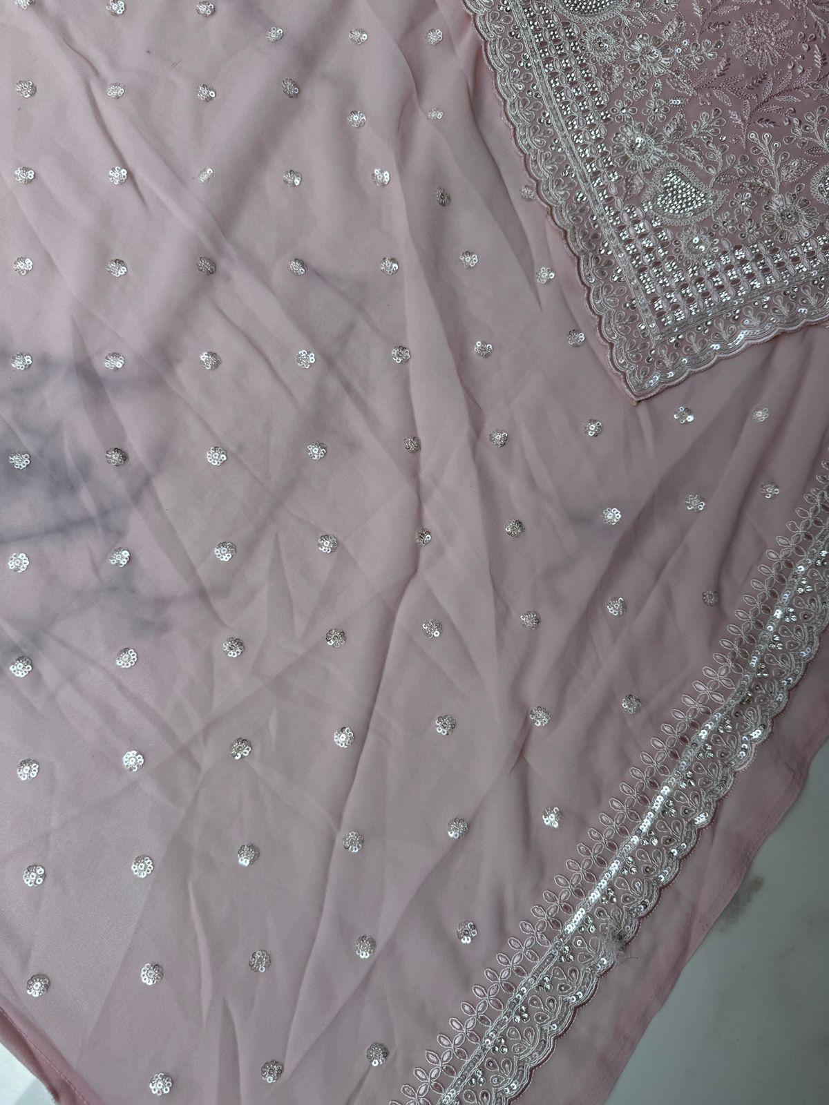 Pink puree georgette with Resham, Meena, stone and sequenc , Phullari work Design Saree Online USA