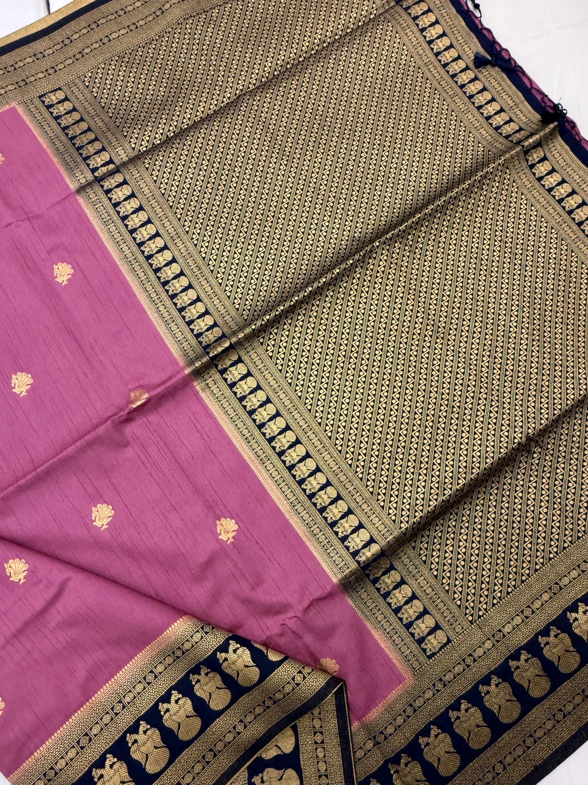 Light Pink with Golden Border Dola Silk saree