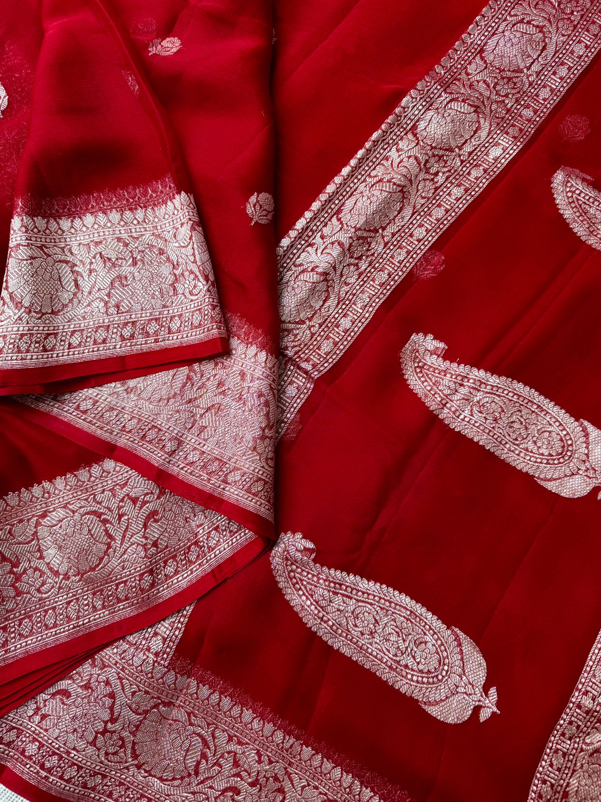 Pure Banarasi Georgette Sarees Red Color in the USA – Lakshmi Couture