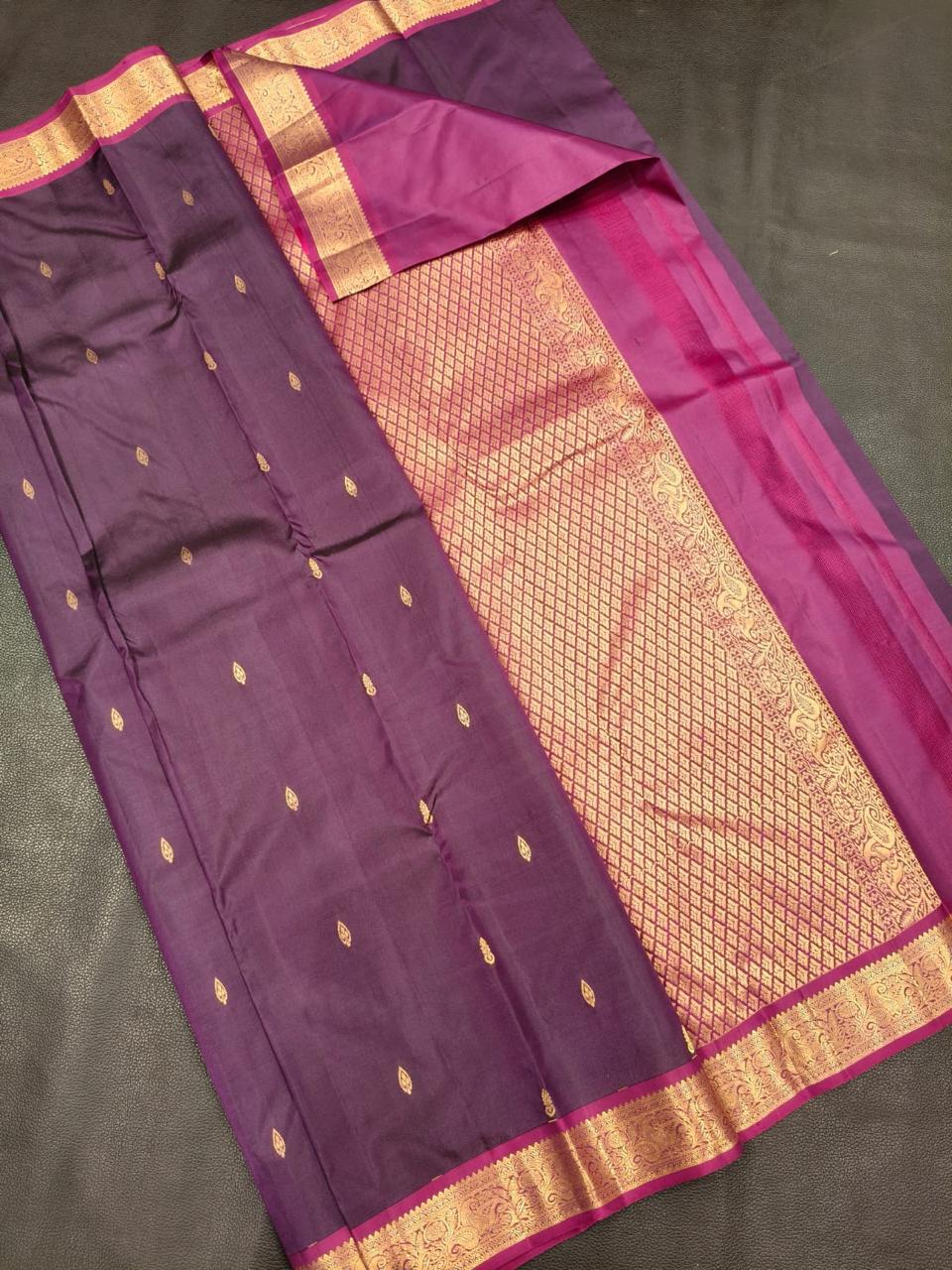 Purple With Gold Border Gift Saree USA