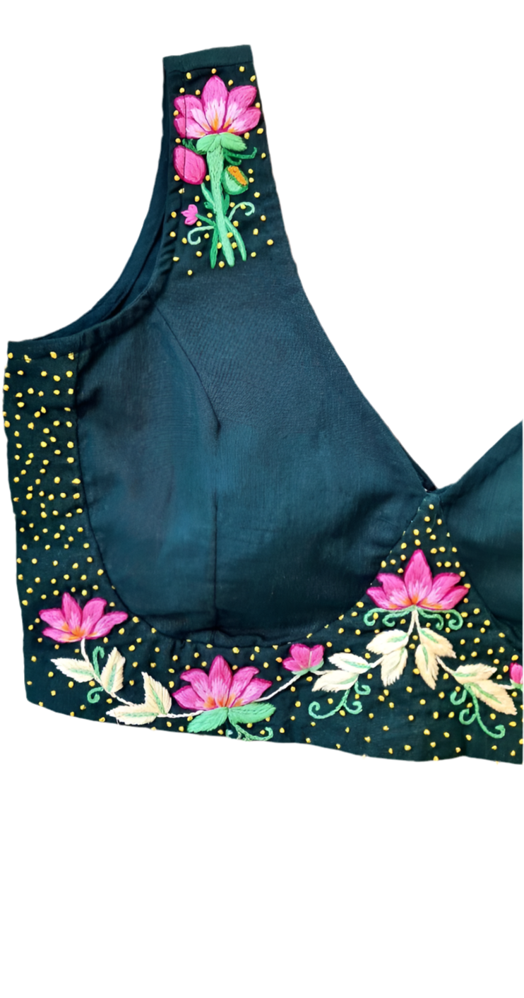Custom Black Aari Work Blouse Online USA