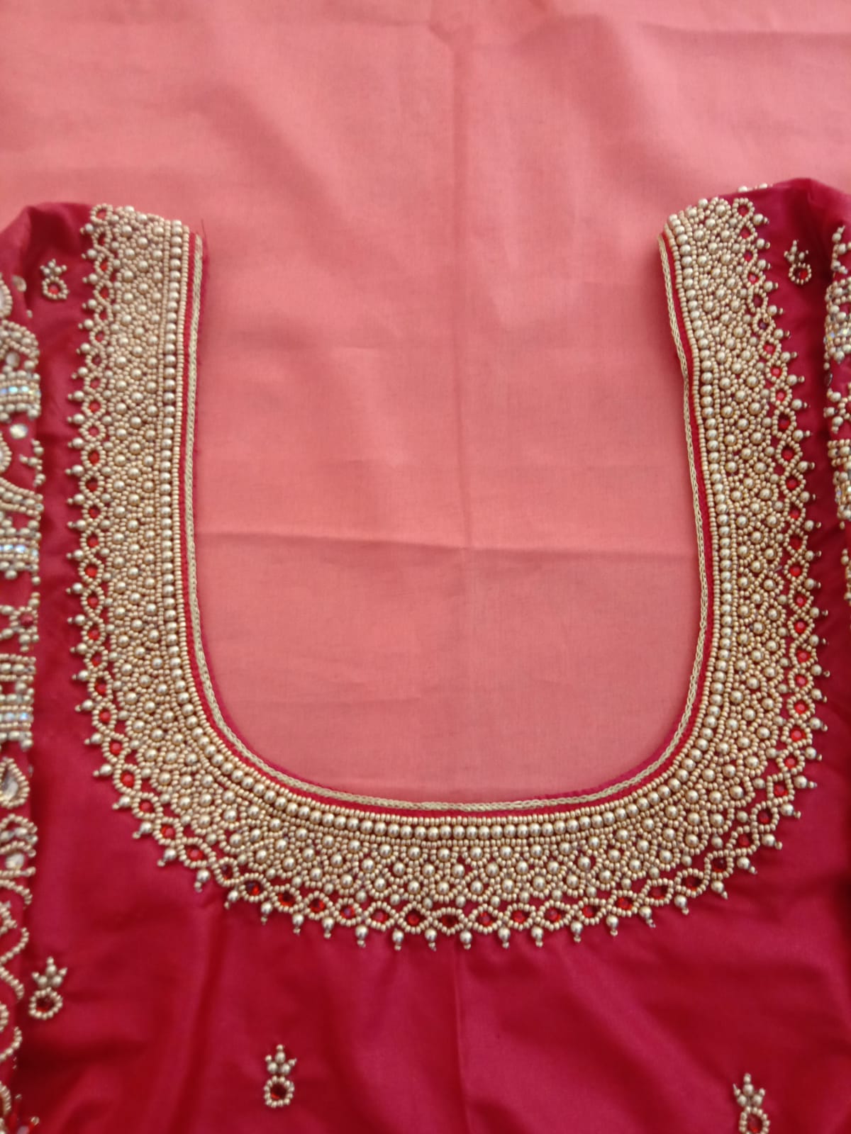 Custom Red Aari Work Blouse Online USA