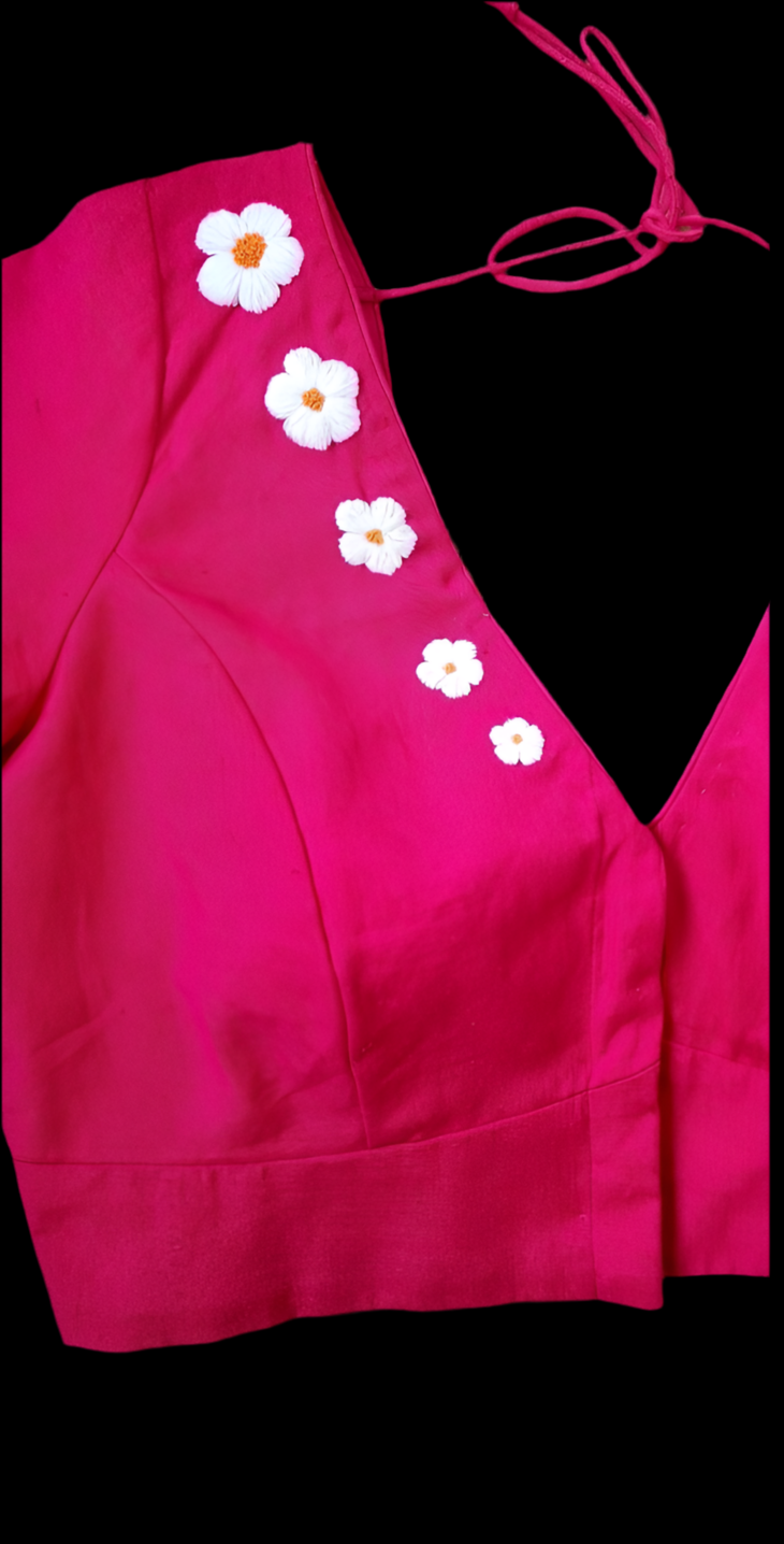 Custom Blue Aari Work Blouse Online USA