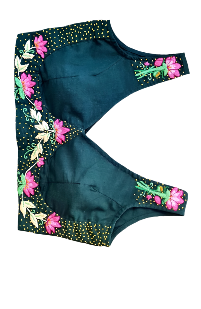 Custom Black Aari Work Blouse Online USA