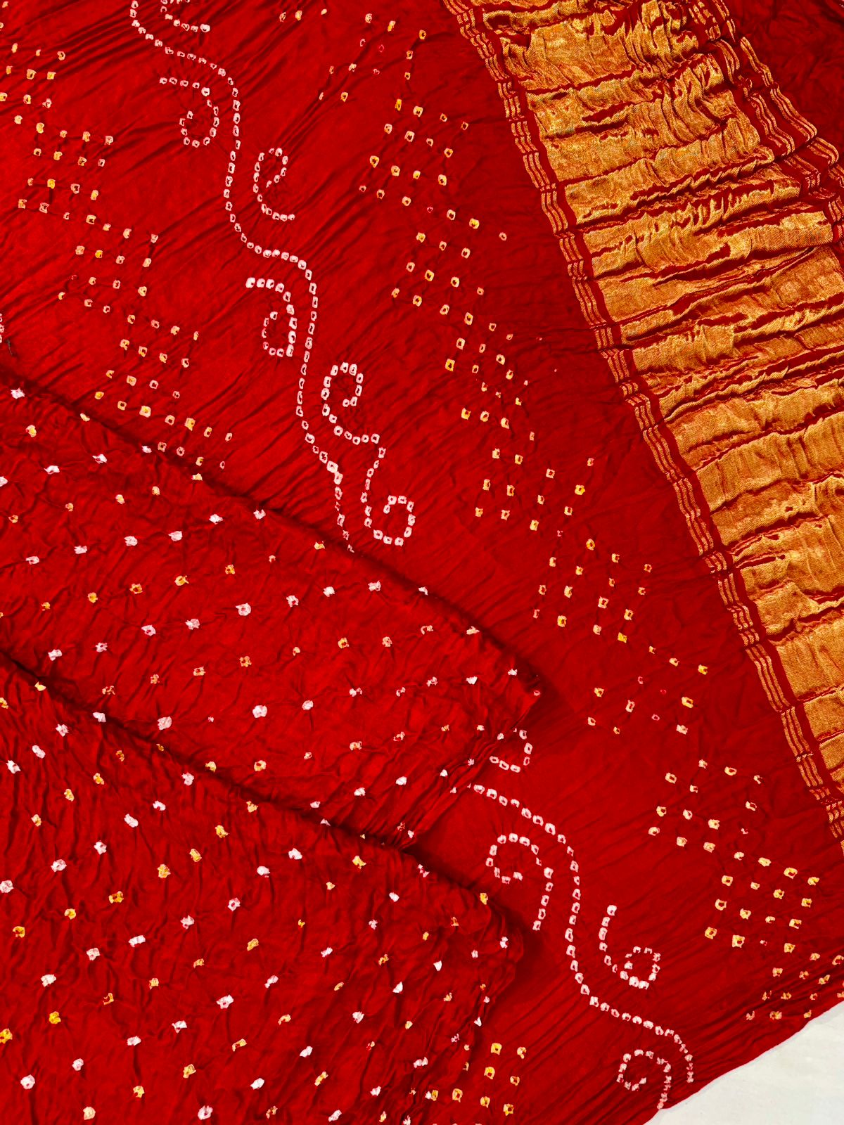 Red Modal Ajrakh saree with Patti pallu