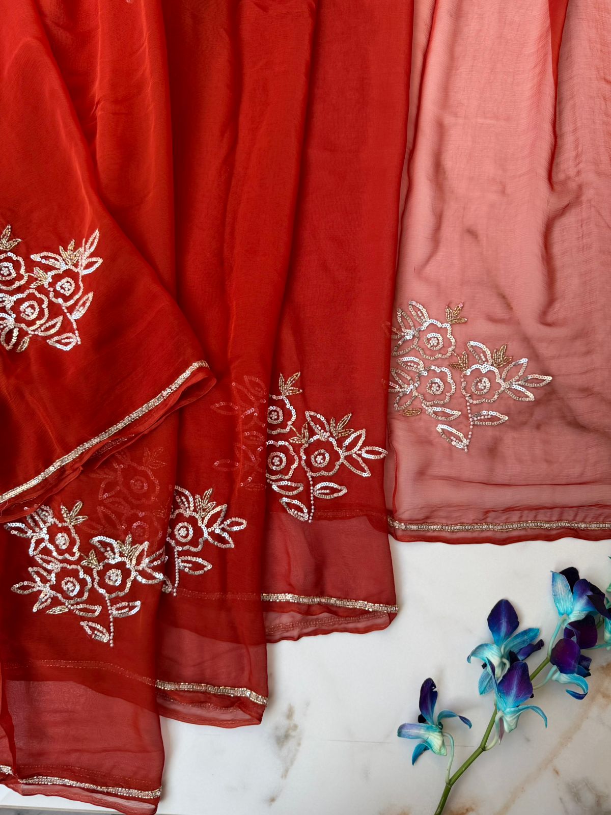 Rust Color Saree USA