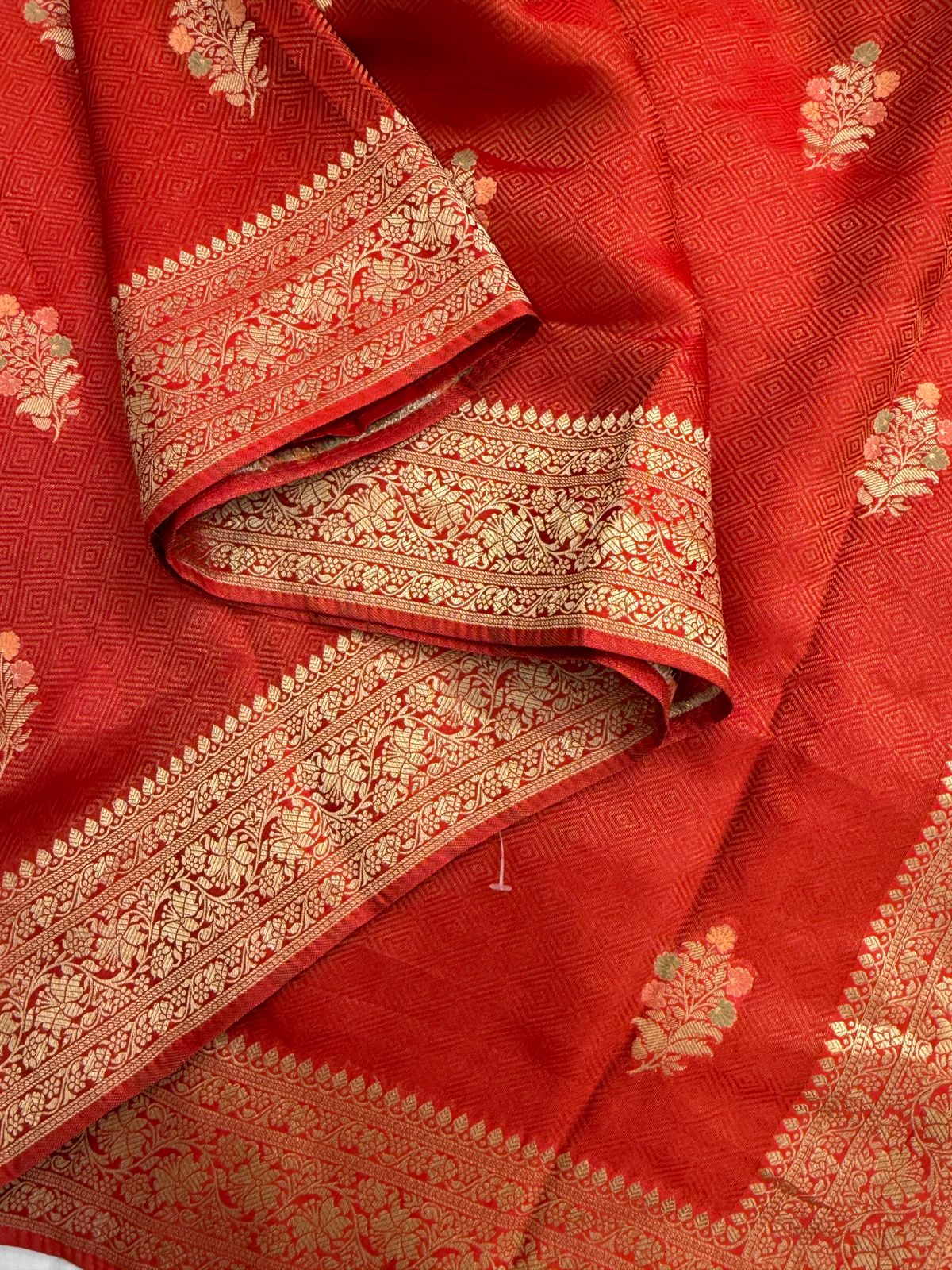 Red with Gold Crepe saree