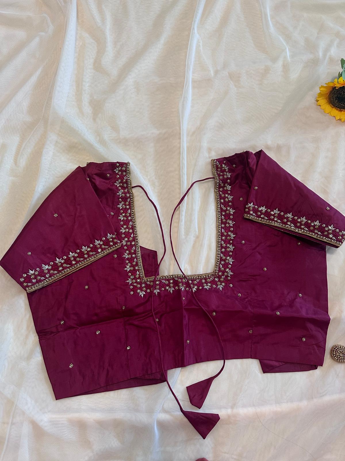 Pink Low Neck Model Blouse online USA - Custom Blouse Online