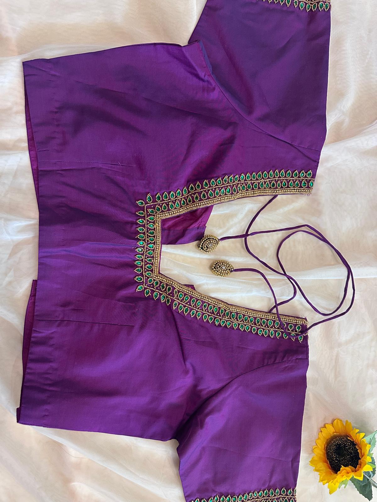 Low Neck Model Blouse online USA - Custom Blouse Online