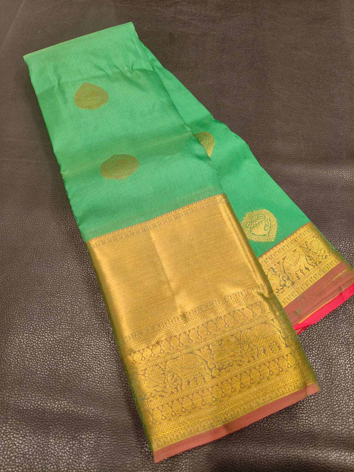 Green With Gold Half Kanchi Saree USA