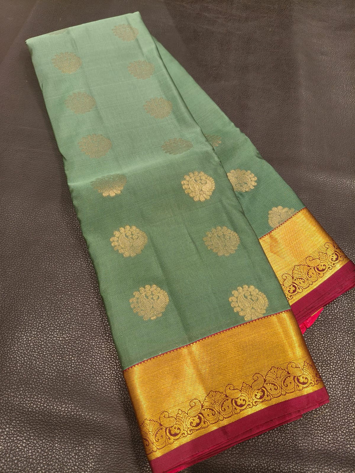 Light Blue With Gold Half Kanchi Saree USA