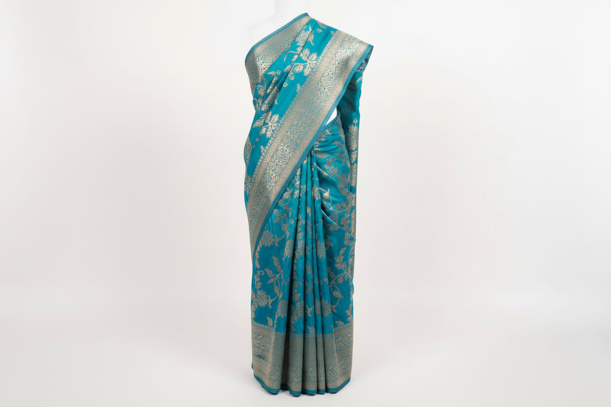 Semi Silk Banarasi Blue Saree
