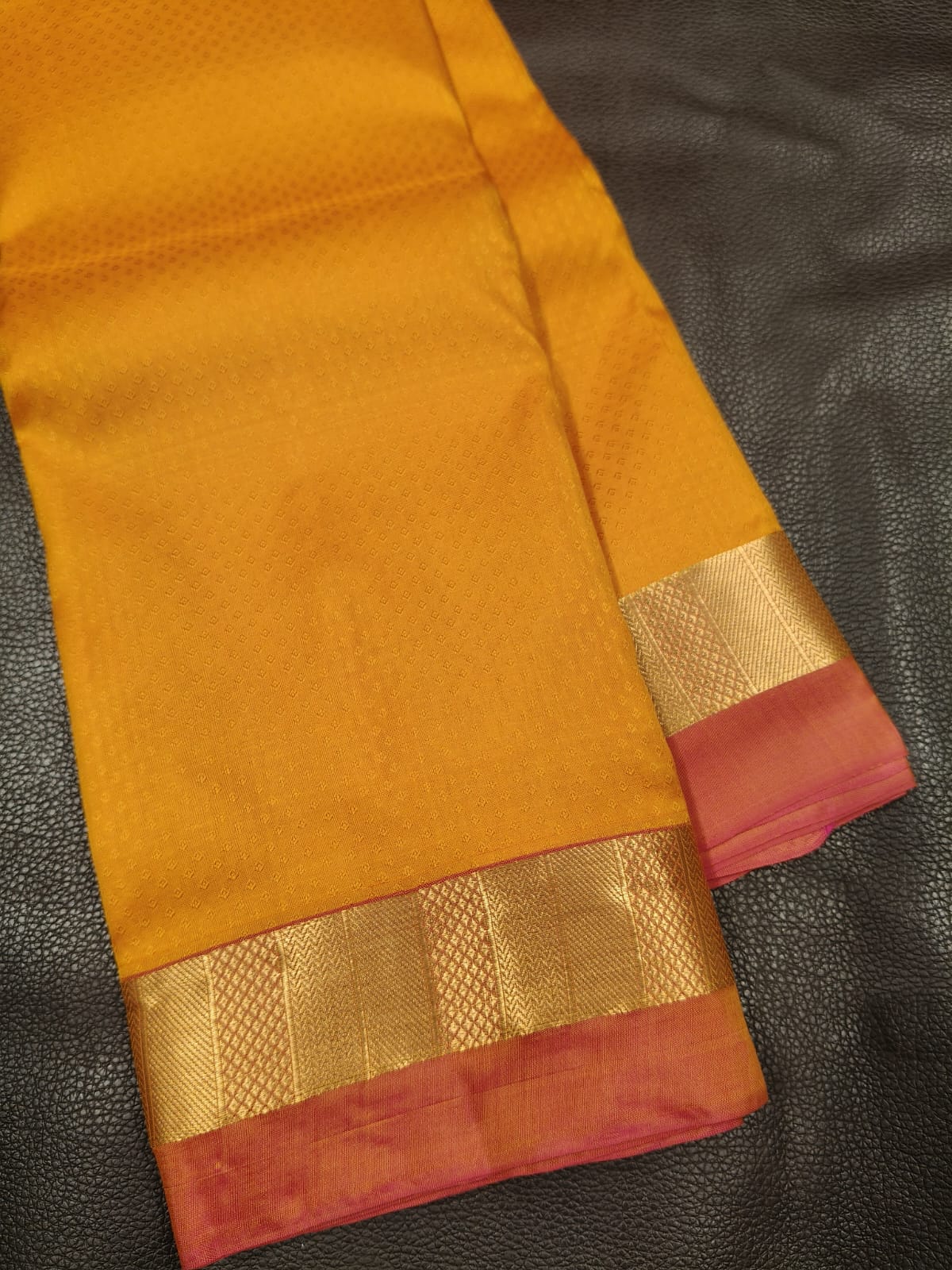 Yellow and red with Gold Pure Jangala Saree