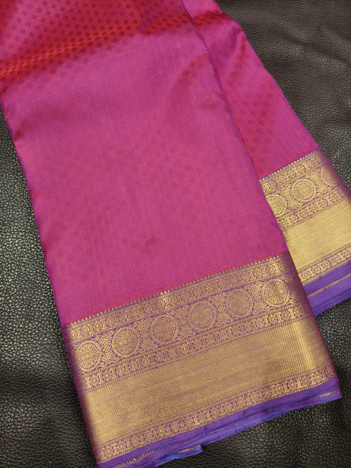 Pink with Gold Pure Jangala Saree