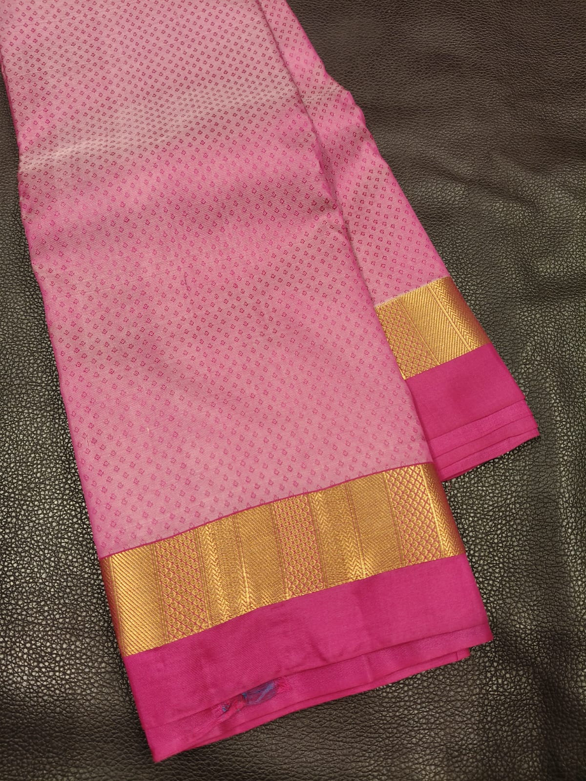 Light Pink with Gold Pure Jangala Saree