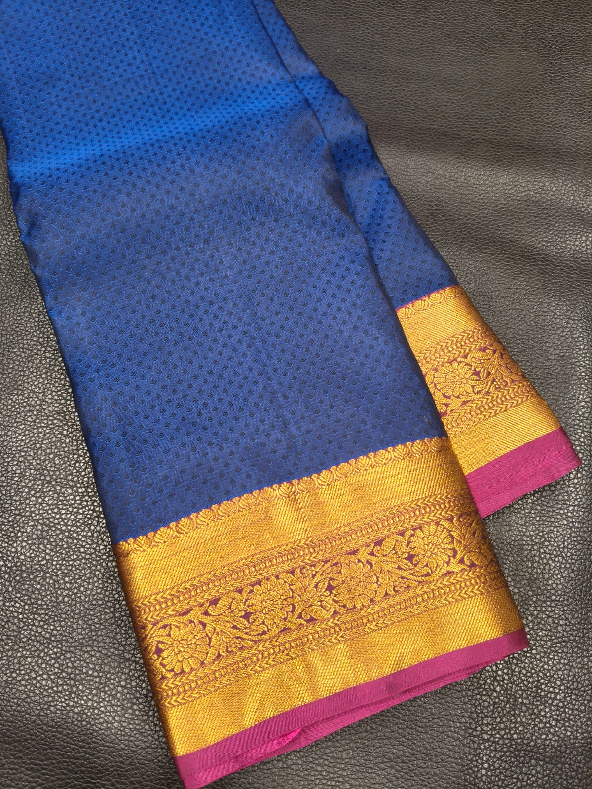 Dark Blue with Gold Pure Jangala Saree