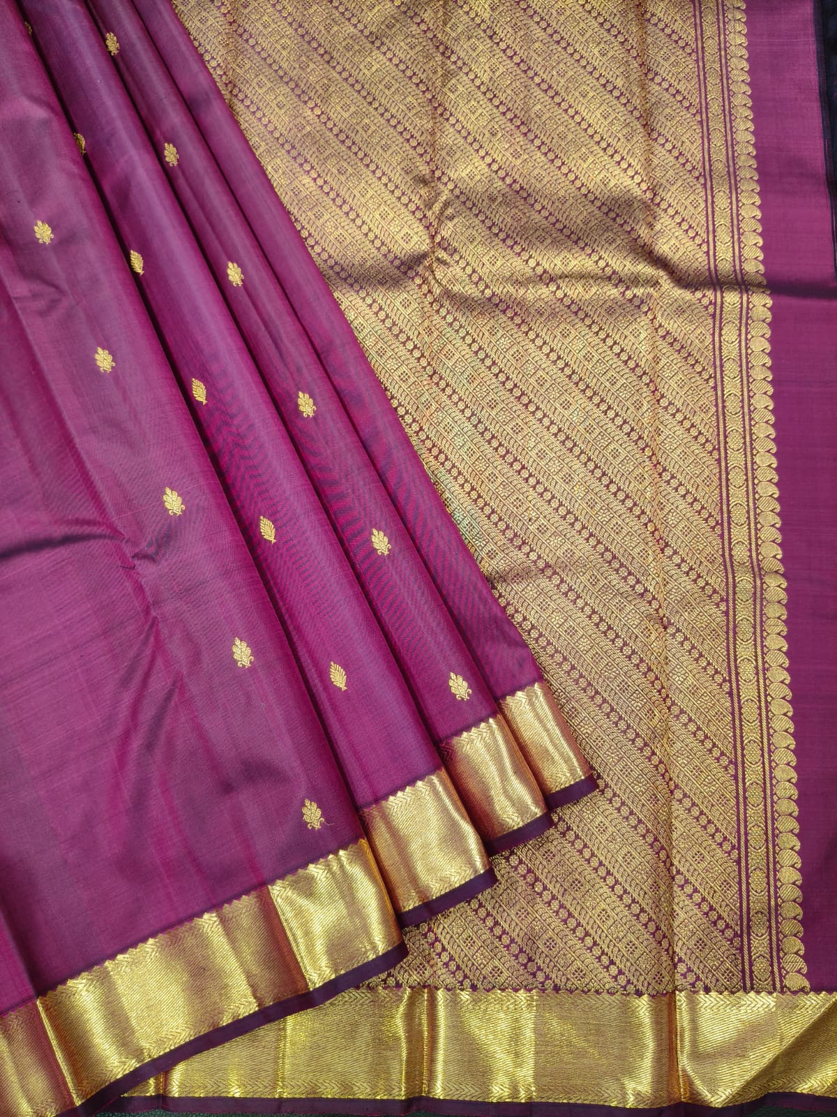 Purple with Golden Kanchi Silk Saree