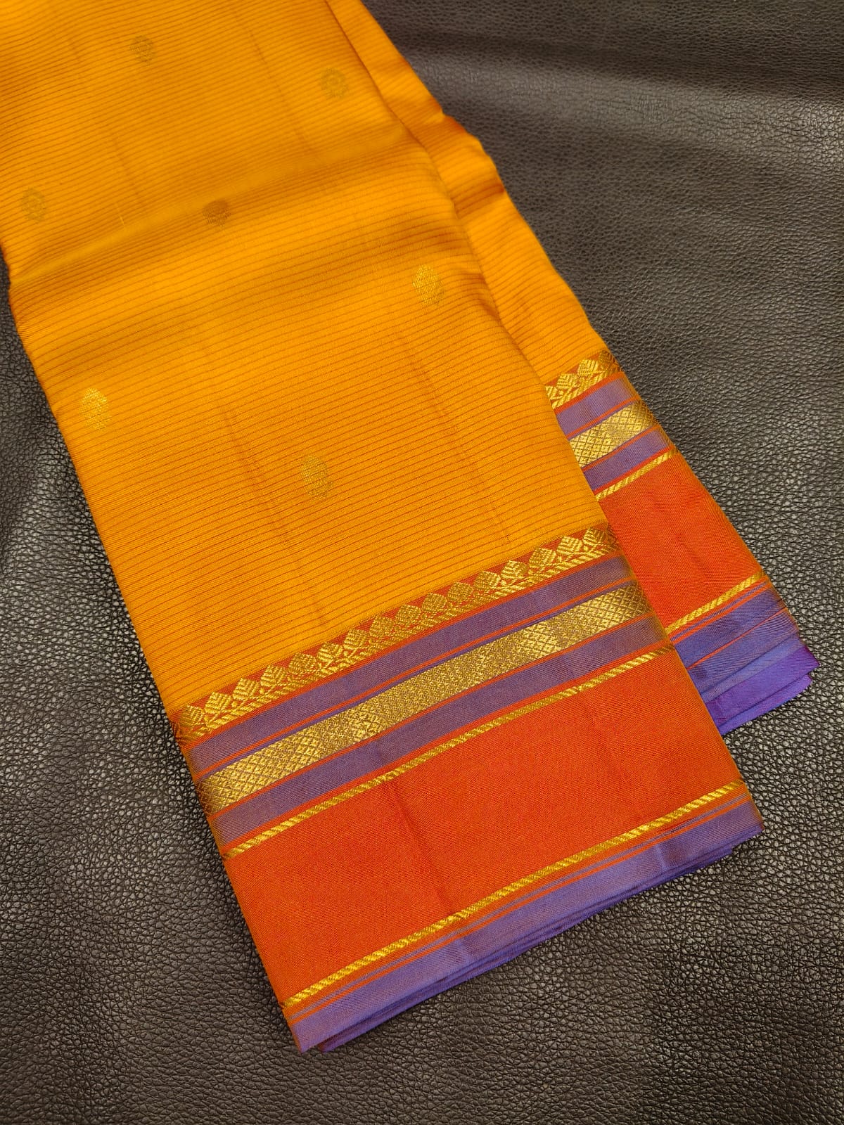 Yellow with red Kanchipuram Silk Saree