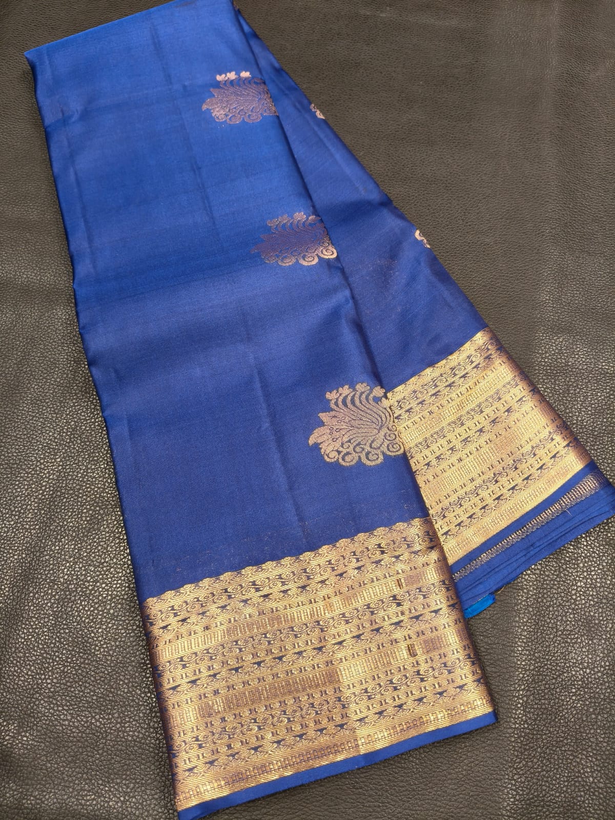 Dark Blue With Gold Kanchipuram Saree USA