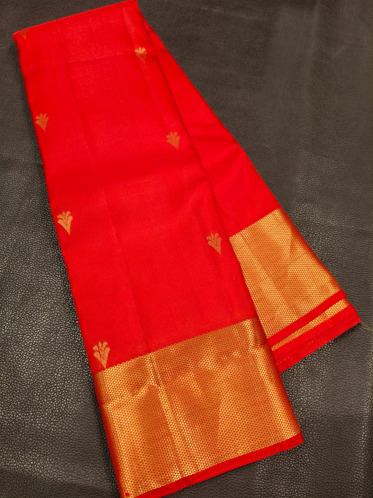 Orange With Gold Kanchipuram Saree USA