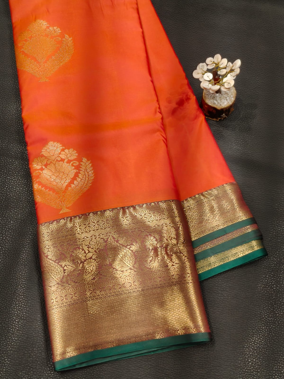Orange Semi Silk Saree