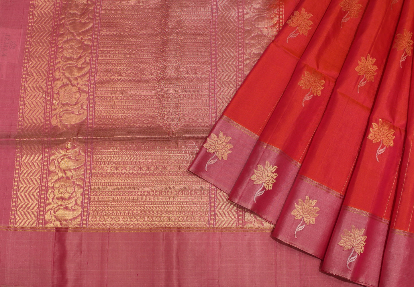 Red with Gold Pure Soft Silk Saree Online USA