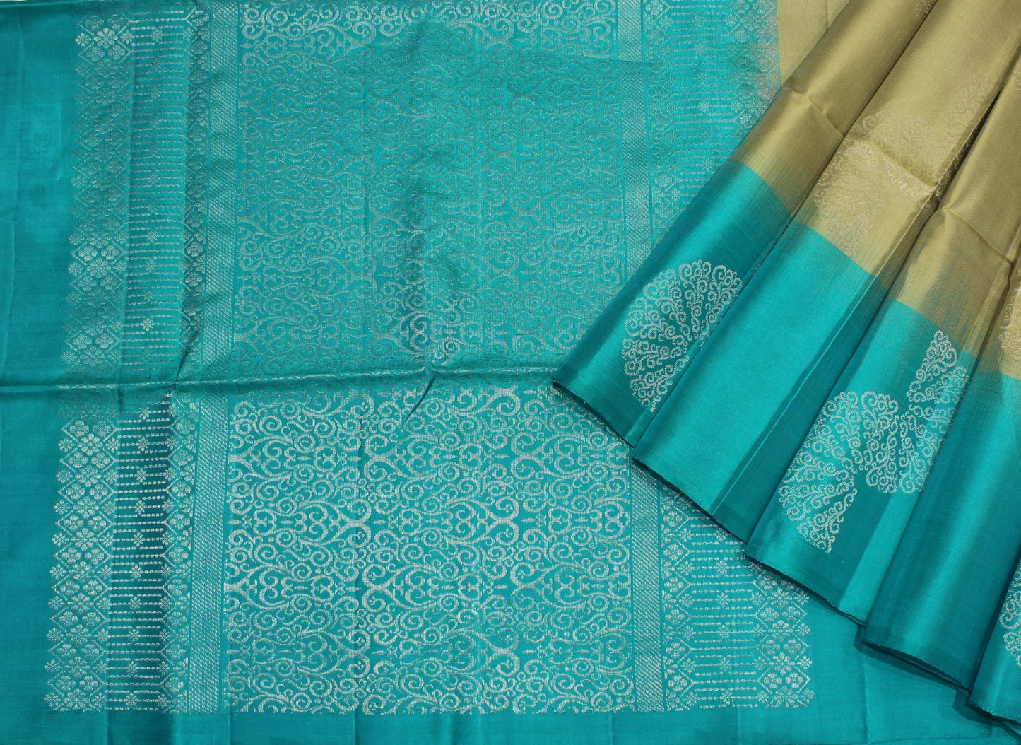 Blue with Gold Pure Soft Silk Saree Online USA