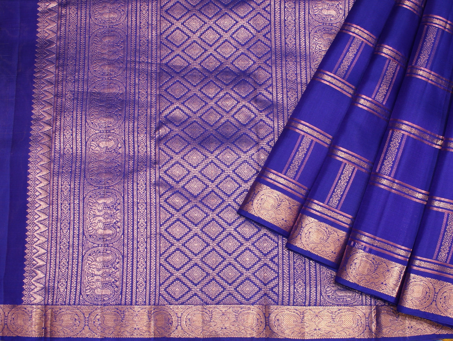 Black with blue Pure Soft Silk Saree Online USA