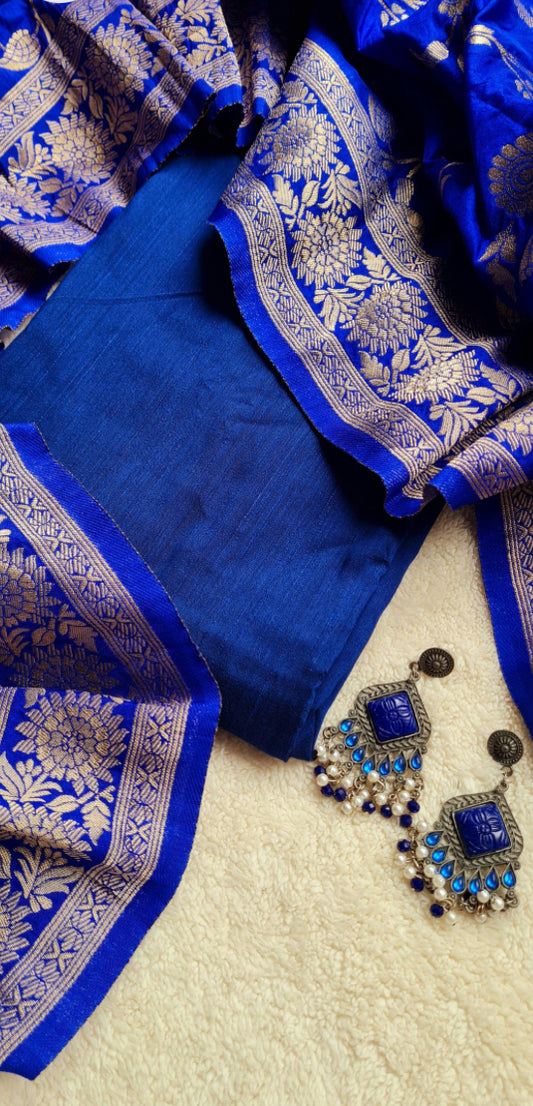 Blue Beauty Top only kurta with Banarasi Dupatta