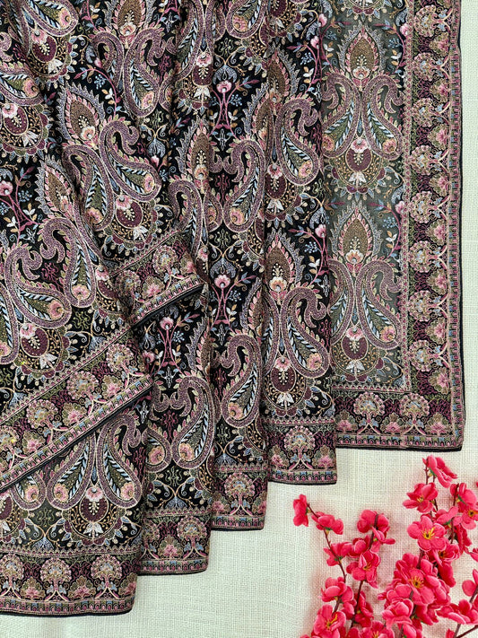 Black color Georgette Emboridery withwork in usa