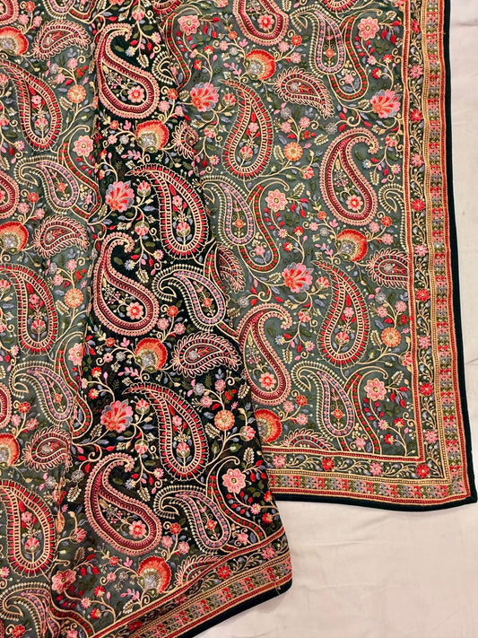 Bottle green Usa Saree