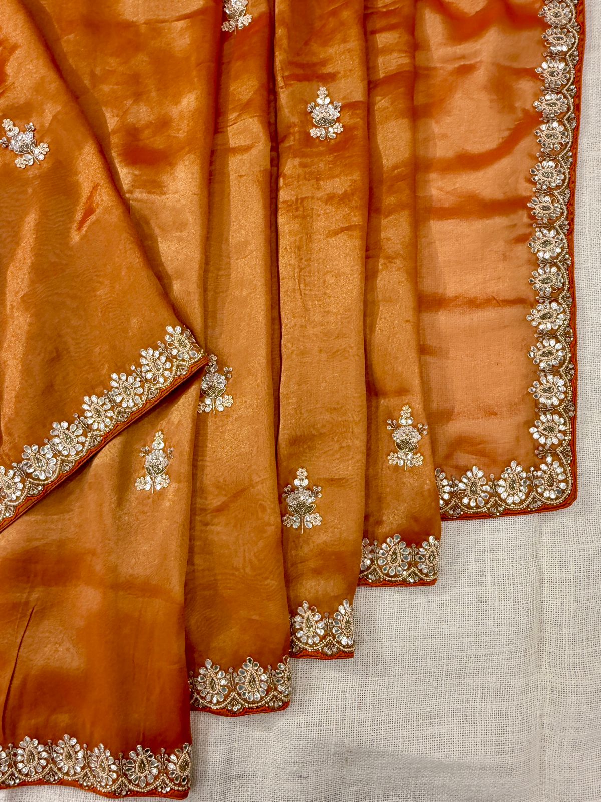 Brown with white designer saree in usa