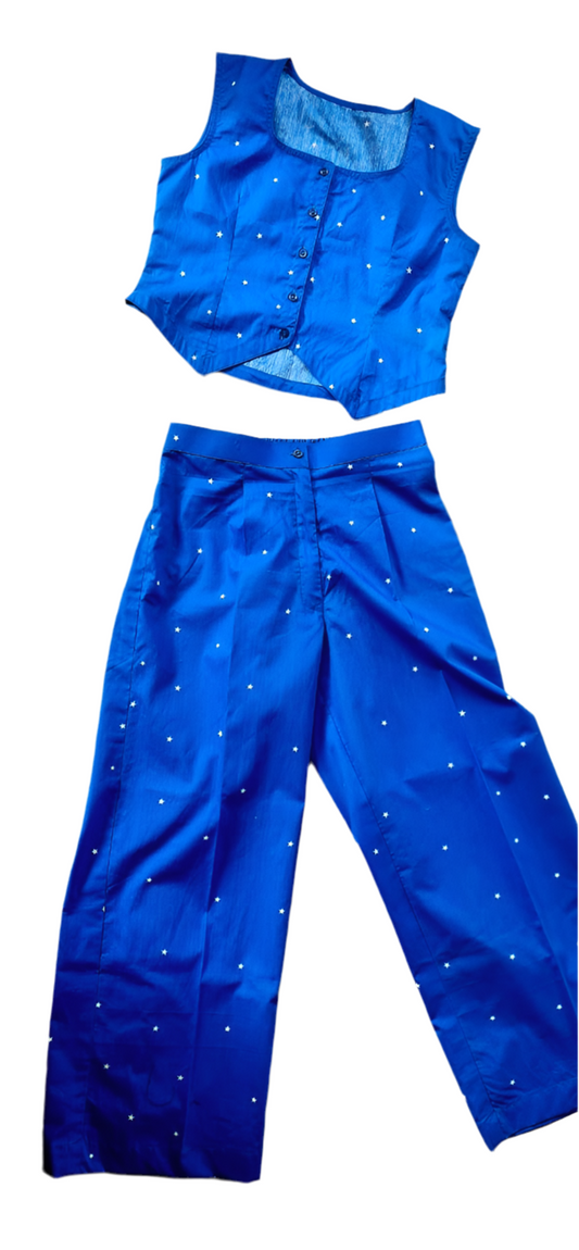 Blue Crop Top with Pant