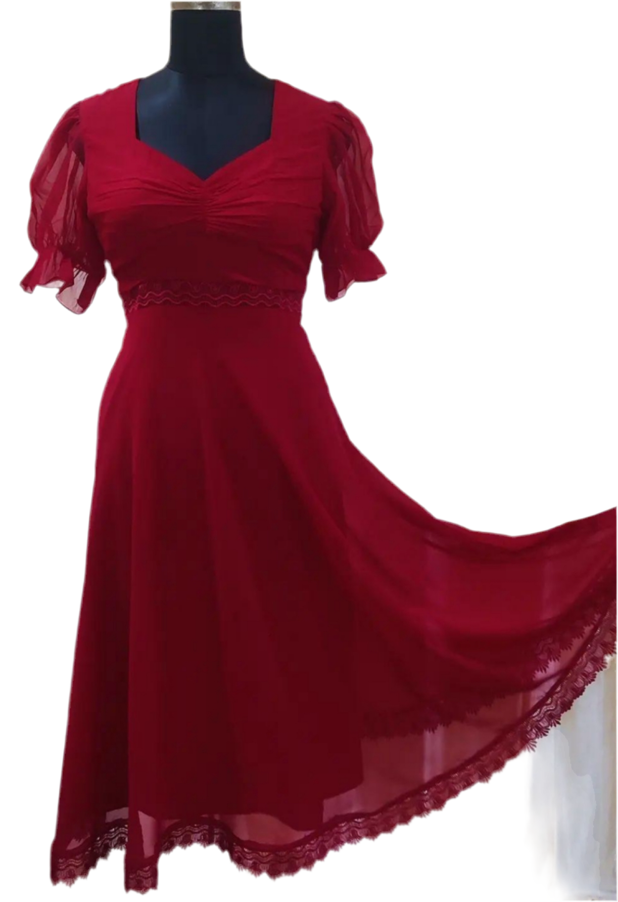 Georgette Dark Red Dress