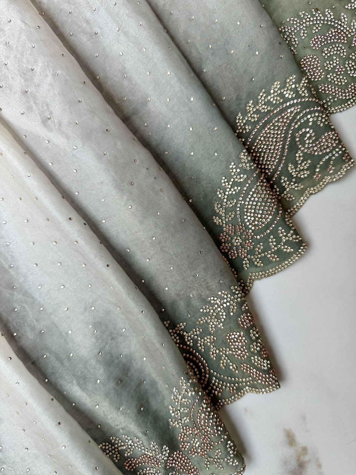 Shaded tissue saree with stone work Design Saree Online USA