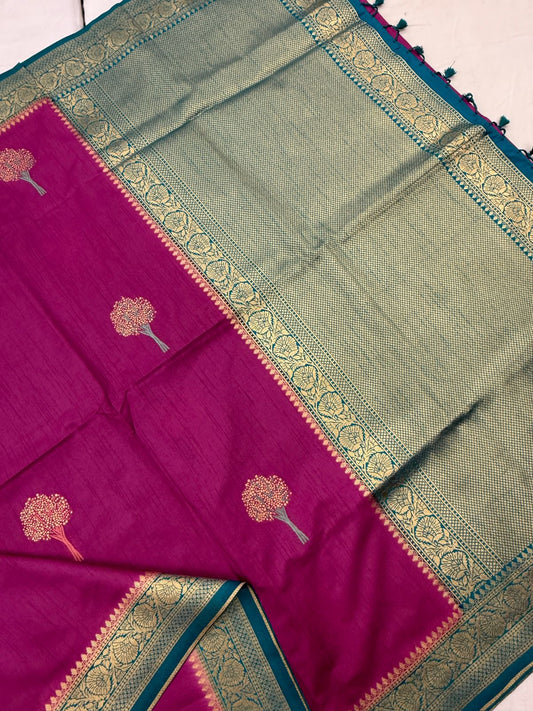 Dark Pink Dola Silk Saree