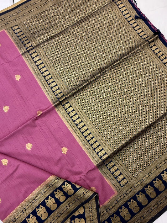 Light Pink with Golden Border Dola Silk saree