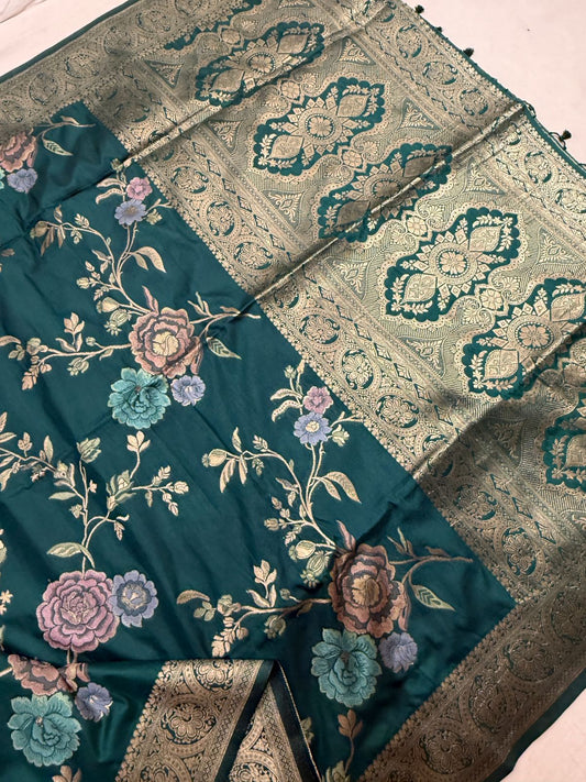 Green with Blue Dola silk saree
