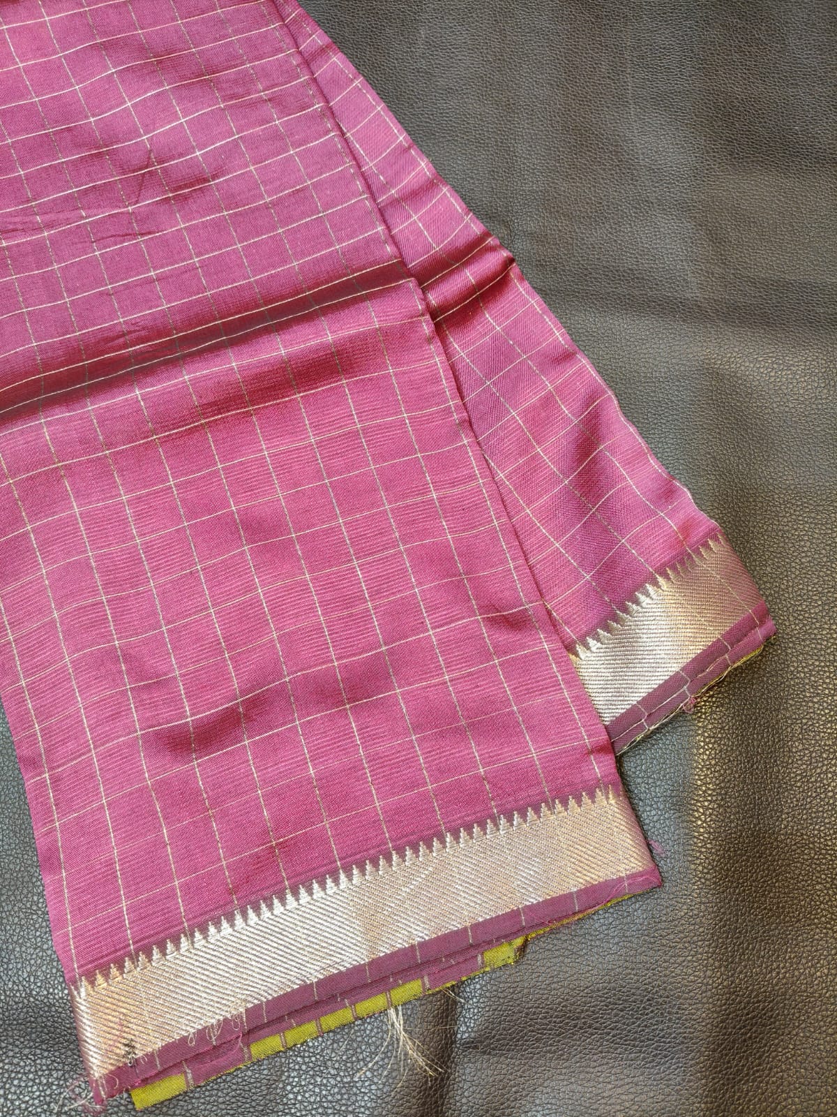 Pink With Golden Border Banana Silk USA