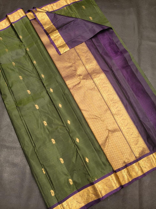 Dark Green With Gold And Blue Gift Saree USA