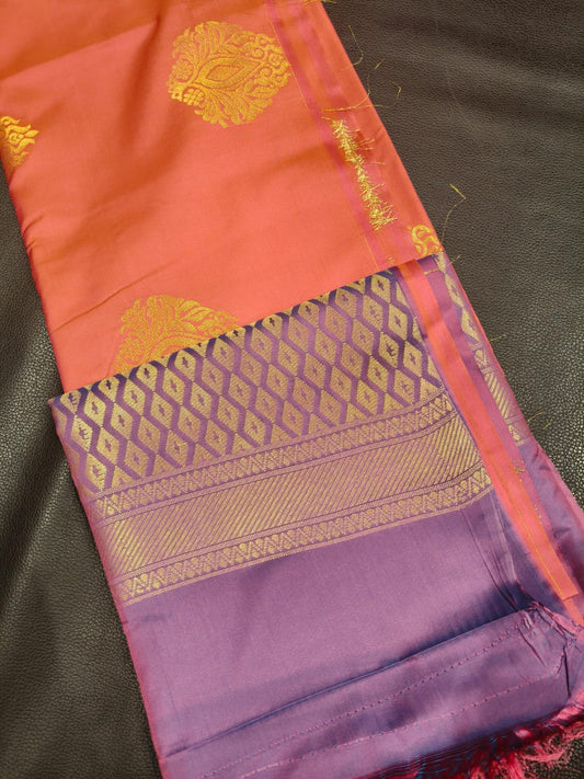 Light Orange With Lavander  Gift Saree USA
