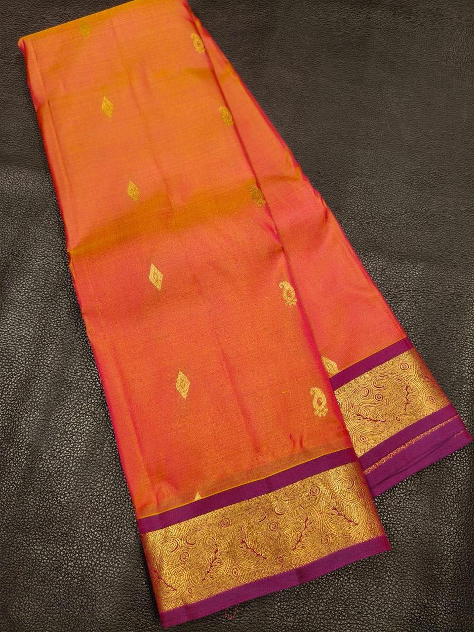 Orange With Gold Gift Saree USA