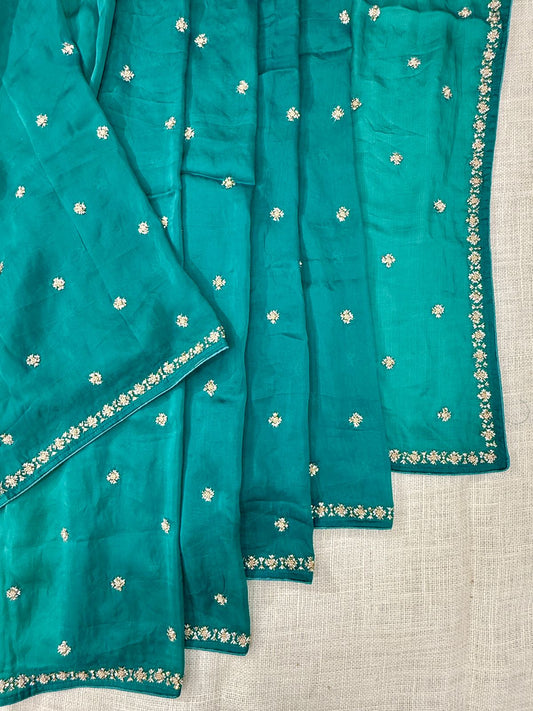 Light Blue with white border saree in usa
