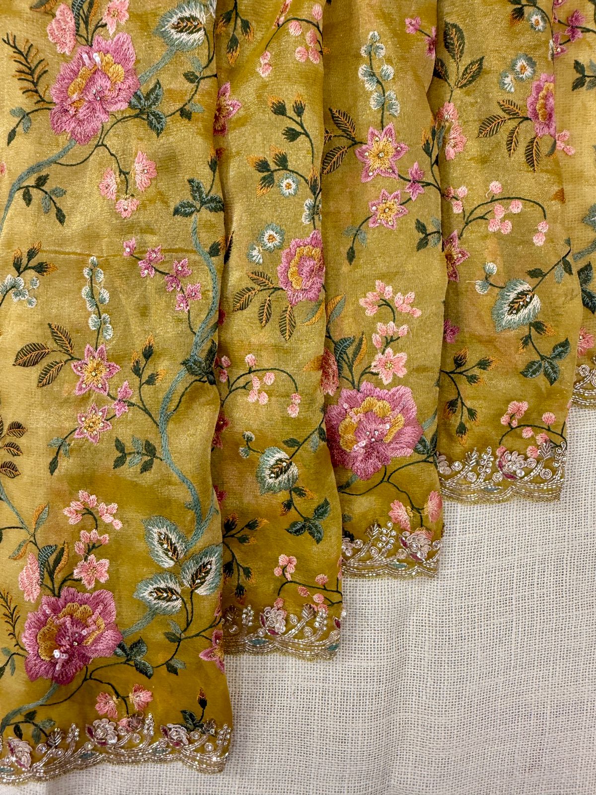 Light Green Flora Designer saree in usa