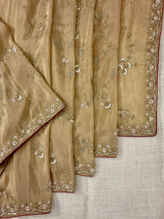 Light Yellow Designer Saree USA