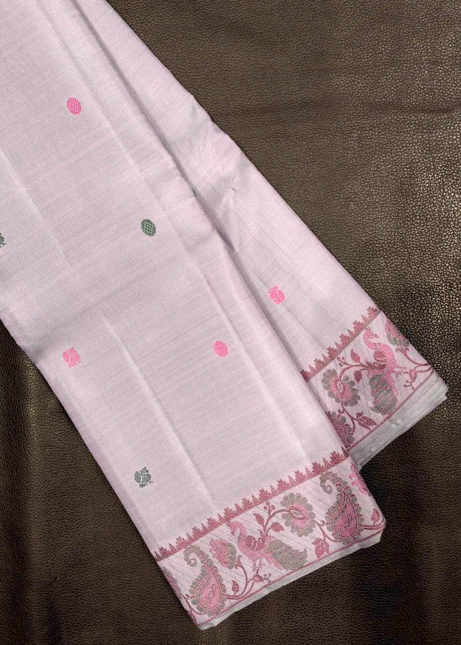Light Pink Meena work pure handloom kanchipuram silk 