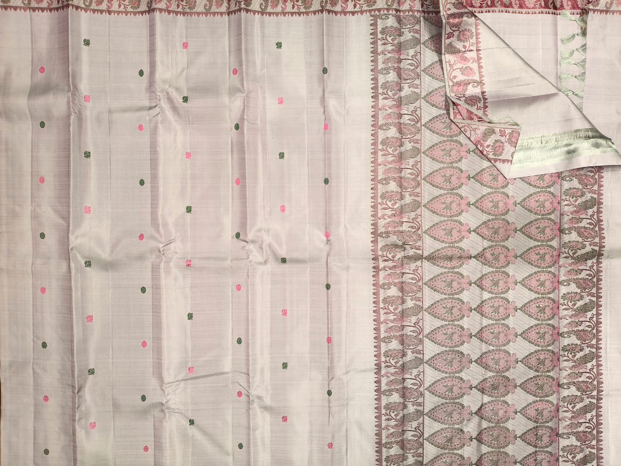 Light Pink Meena work pure handloom kanchipuram silk